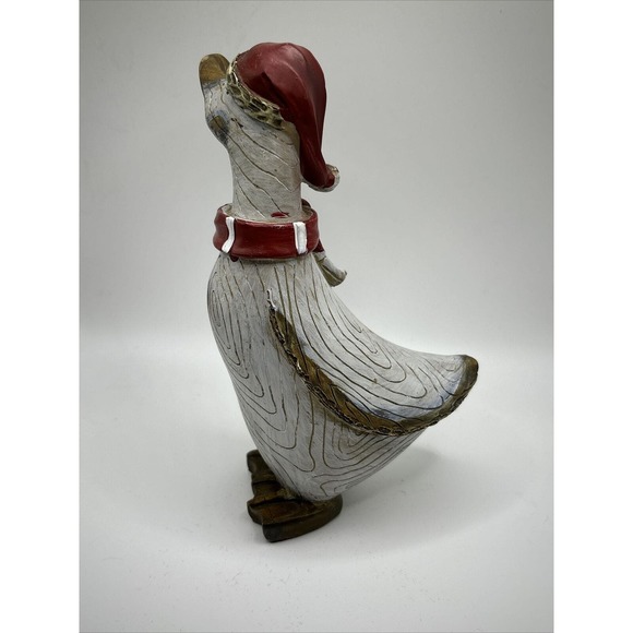 Tii Collections Christmas Goose with Scarf Figurine Resin~Wood Grain Look - Picture 4 of 12